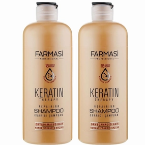 FARMASi 2-Pack Keratin Therapy Repairing Shampoo - Hair Strengthening Keratin-Enriched Damage Repair Enhanced Shine Gentle Cleansing All Hair Types Hair Care Revitalizing