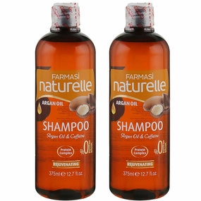 Farmasi 2-Pack Shampoo Argan Oil Caffeine - Hair Growth Nourishing Scalp Treatment Strengthening Moisturizing Healthy Hair Shine Revitalizing Thickening Hair Care Natural Ingredients