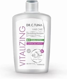 FARMASI Dr. C. Tuna Vitalizing Garlic Shampoo, Prevents Hair Loss, Relieves Itchy Scalp, Enriched Formula Developed with Garlic, Capixyl & Coconut Oil. (17 fl. oz / 500 ml)