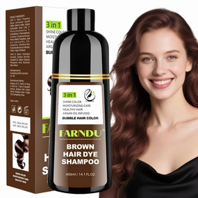 FARNDU Chestnut Brown Hair Dye Shampoo 3 in 1 with Argan Oil – 10-15 Min Gray Coverage, Natural Instant Hair Color Shampoo for Women and Men, Long-Lasting Up to 6 Months