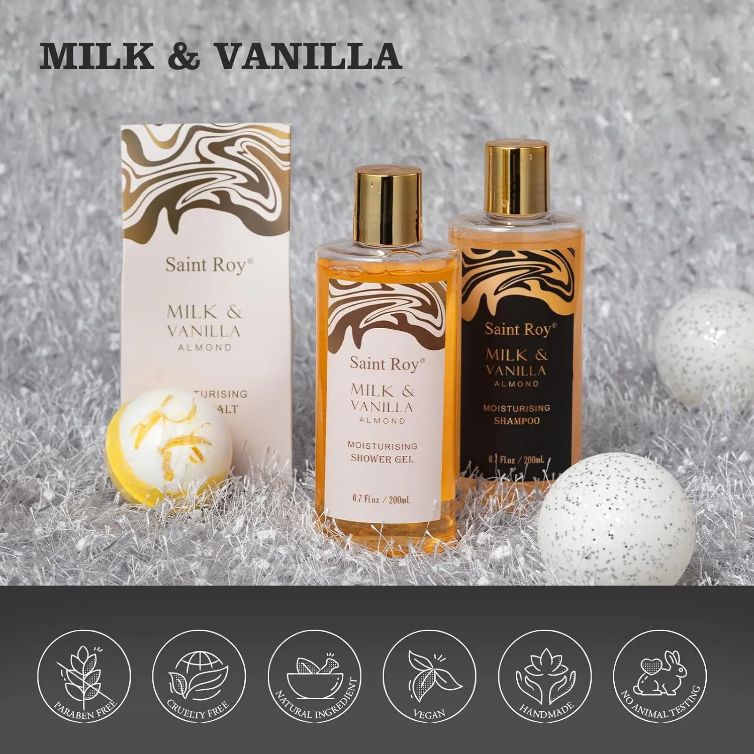 Fathers Day Gifts for Men & Dad Bath and Body Almond Milk Vanilla Spa Gifts for Women, Bath Gift Set Shower Gel, Scent Lotion, Bath Bomb Spa Gift Basket, Bath Care Set Birthday Holiday Home Spa Gifts