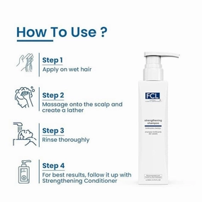 FCL Strengthening shampoo | Strengthens hair | Controls hair fall | Reduces frizz | Promotes hair growth | Cleans scalp | Mild shampoo | Paraben & Sulphate free - 200ml | 6.76Fl Oz