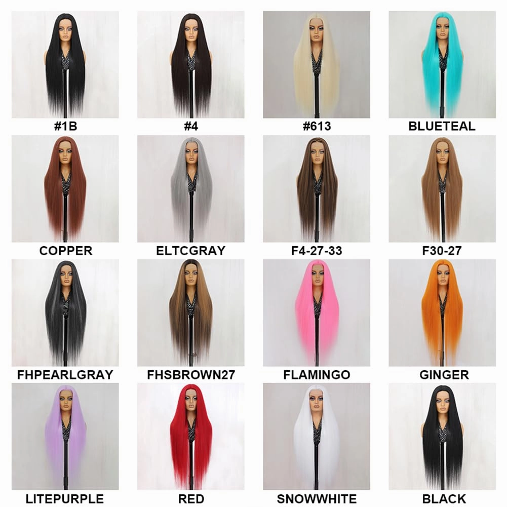 Felek Super Long Straight Middle Part Lace Wigs 40 Inch Chocolate Brown 13x4x1 T Lace Front Wig Heat Resistant Fiber Glueless Pre-Plucked Natural Hairline Lace Wig For Women/Girls(COPPER Brown)