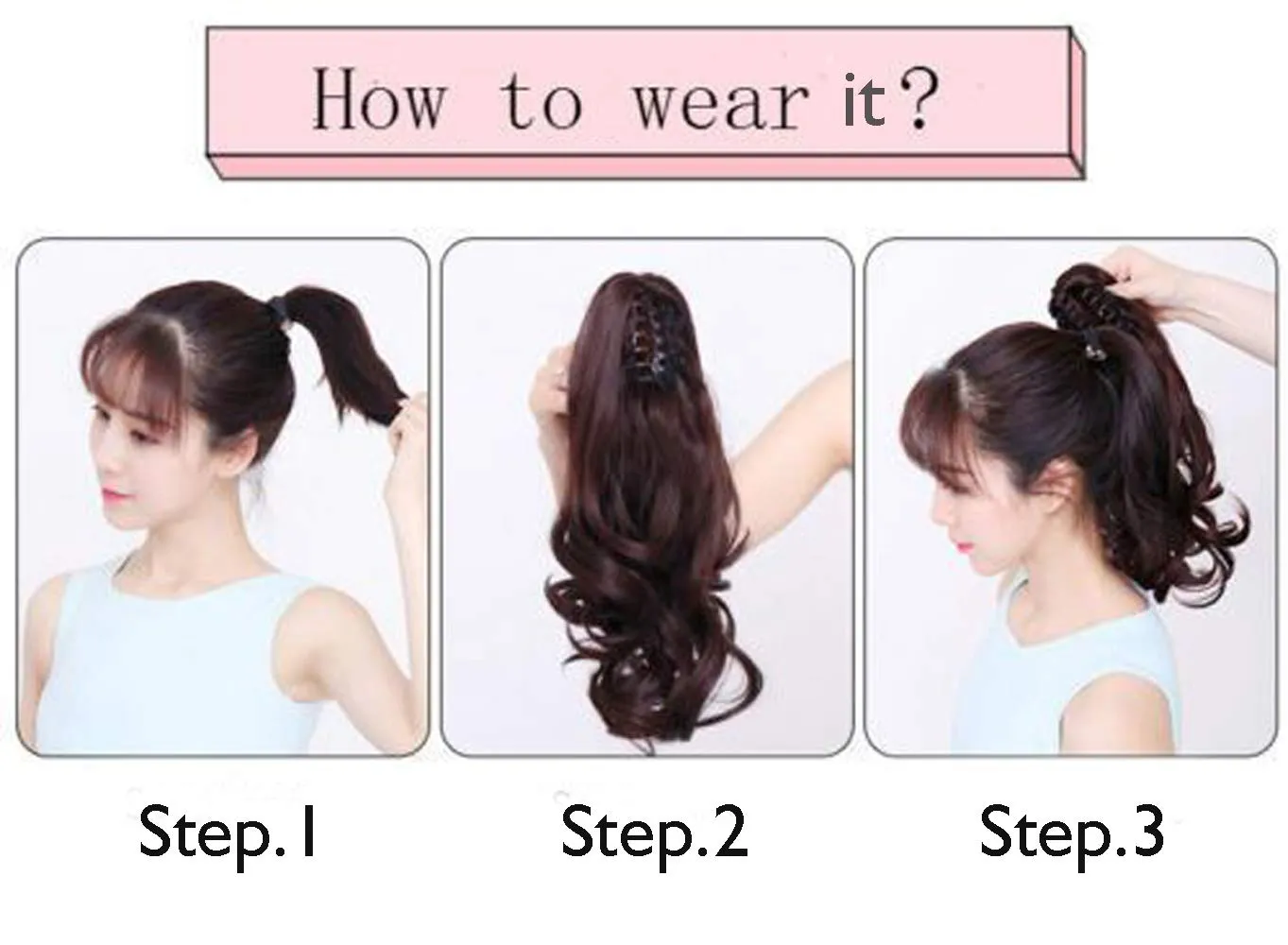 FELENDY Ponytail Extension Claw 18" 20" Curly Wavy Straight Clip in Hairpiece One Piece A Jaw Long Pony Tails for Women Ash Blonde Mix Ginger Brown
