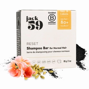 Fine Hair Shampoo Bar with Charcoal, pH Balanced Natural Vegan Organic Color Safe Solid Shampoo, Sulphate Free, Reset, 3 oz
