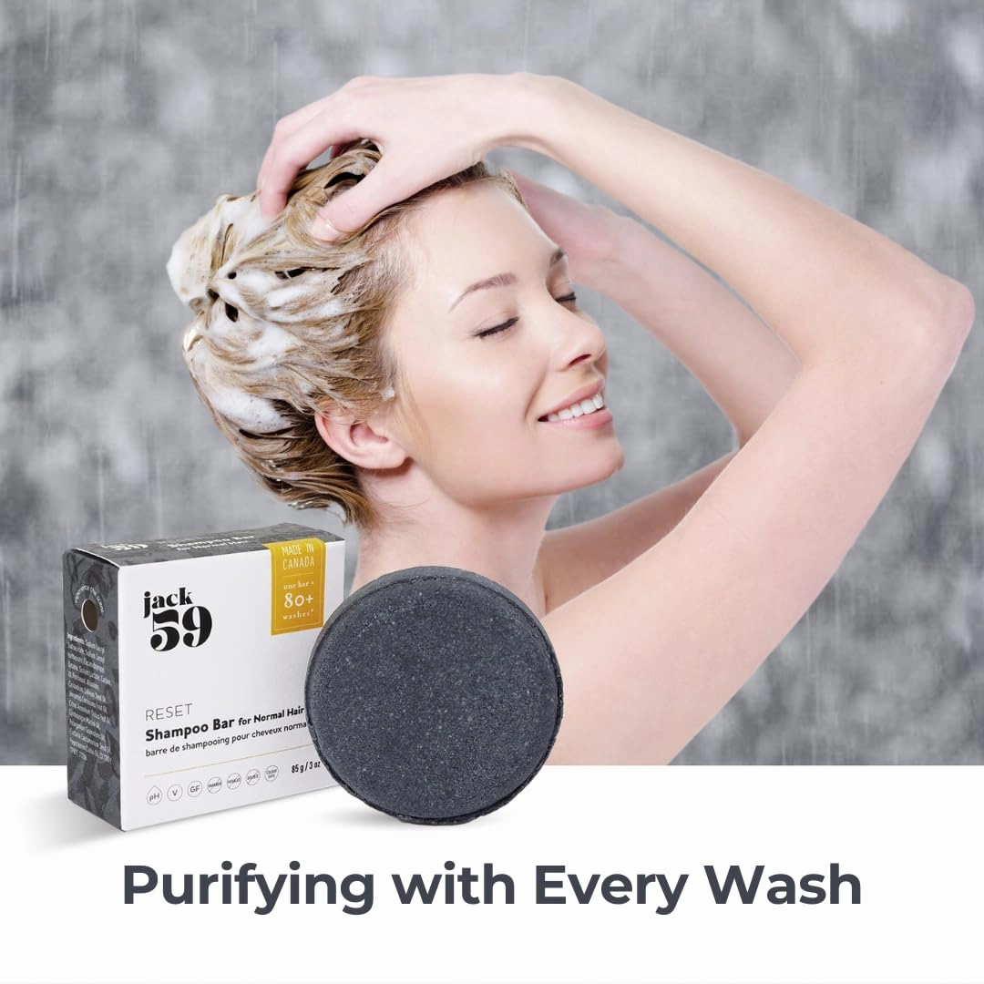 Fine Hair Shampoo Bar with Charcoal, pH Balanced Natural Vegan Organic Color Safe Solid Shampoo, Sulphate Free, Reset, 3 oz