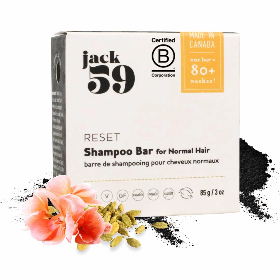 Fine Hair Shampoo Bar with Charcoal, pH Balanced Natural Vegan Organic Color Safe Solid Shampoo, Sulphate Free, Reset, 3 oz