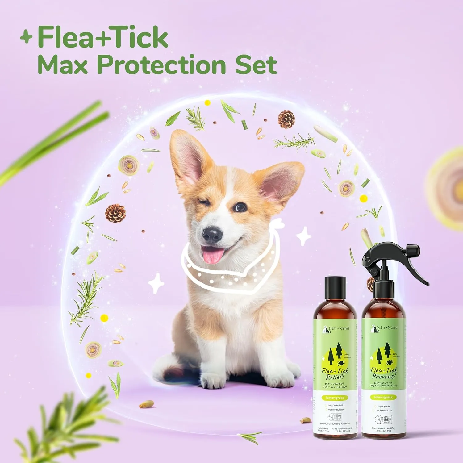 Flea Tick Protection Kit (Lavender Shampoo - Lemongrass Spray)