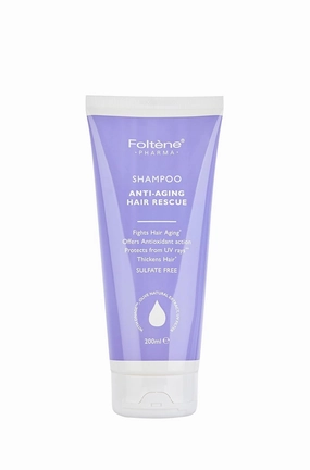 Foltene Pharma Anti-Aging Hair Rescue Shampoo 6.76 fl oz - UV Protection, DN-Age & Olive Extract, Boosts Volume, Made in Italy