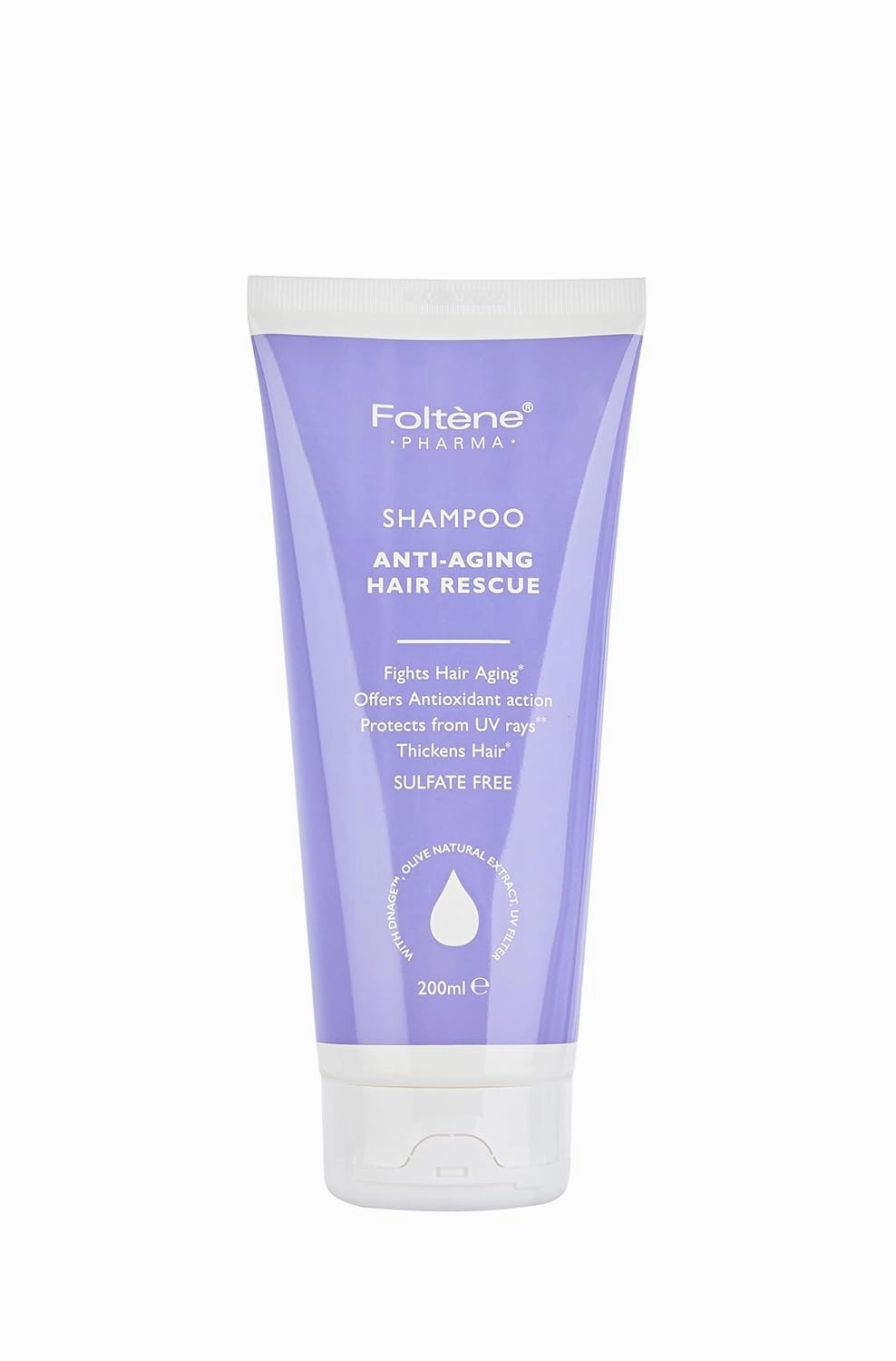 Foltene Pharma Anti-Aging Hair Rescue Shampoo 6.76 fl oz - UV Protection, DN-Age & Olive Extract, Boosts Volume, Made in Italy