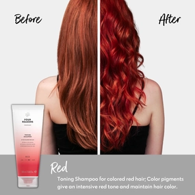 FOUR REASONS Hair Color Shampoo (8 Colors) - Sulfate Free Red Hair Toner - Color Depositing Shampoo for Color Treated Hair, Vegan, 8.45 Fl Oz (Red)