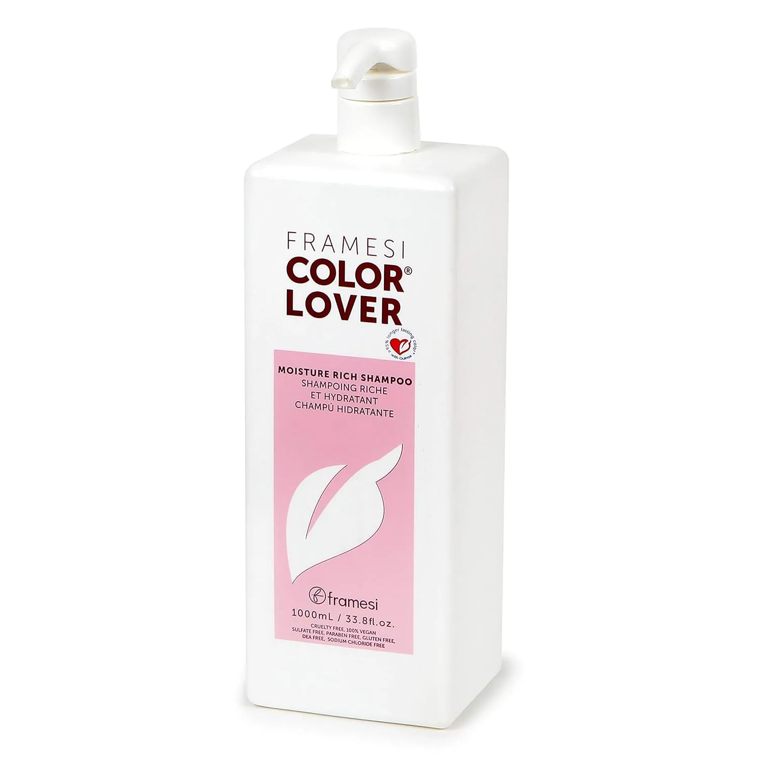 Framesi Color Lover Moisture Rich Shampoo, Sulfate Free Shampoo with Quinoa and Aloe Vera, Color Treated Hair