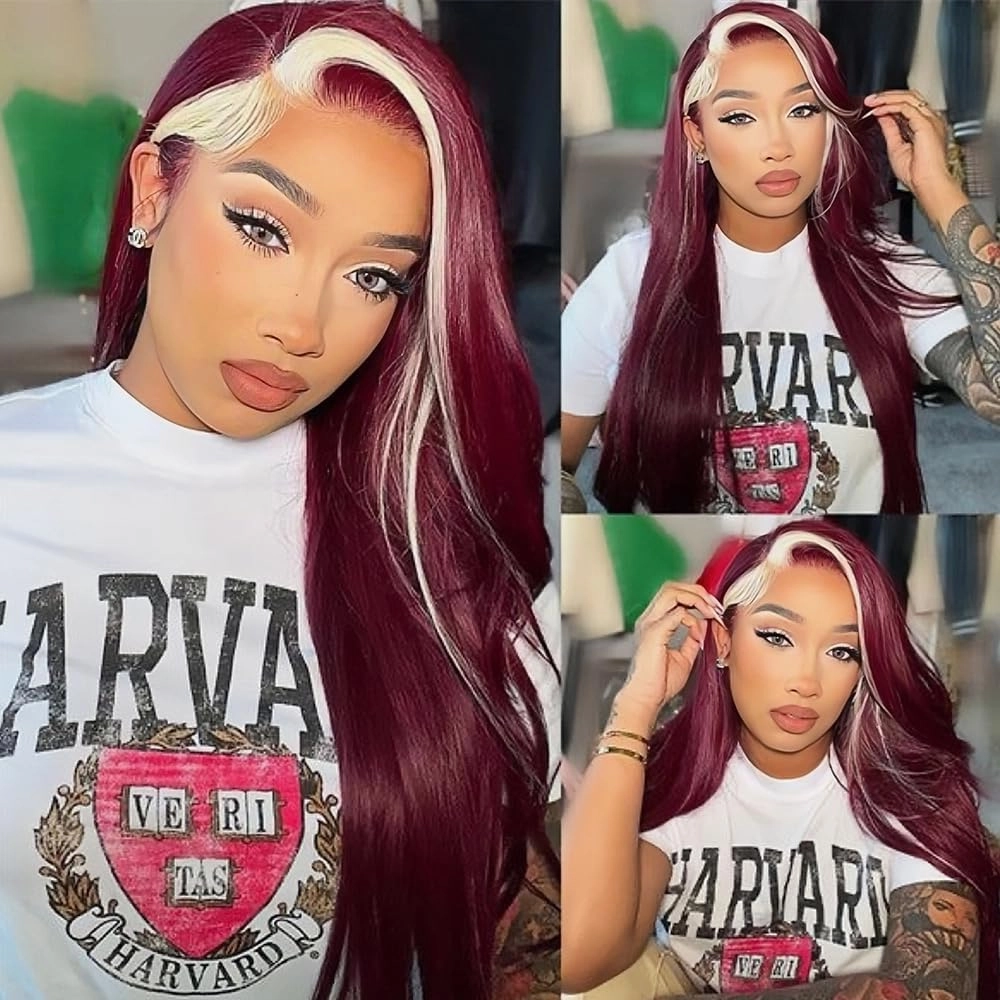 Fuchsia Color Lace Front Wig Long Straight Hair Wigs Glueless Heat Resistant Fiber Hair Red Hair Synthetic Lace Front Wigs for Fashion Women…