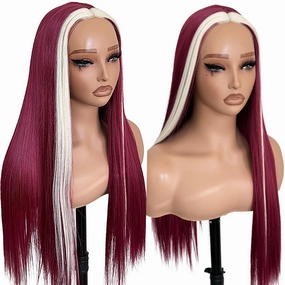 Fuchsia Color Lace Front Wig Long Straight Hair Wigs Glueless Heat Resistant Fiber Hair Red Hair Synthetic Lace Front Wigs for Fashion Women…