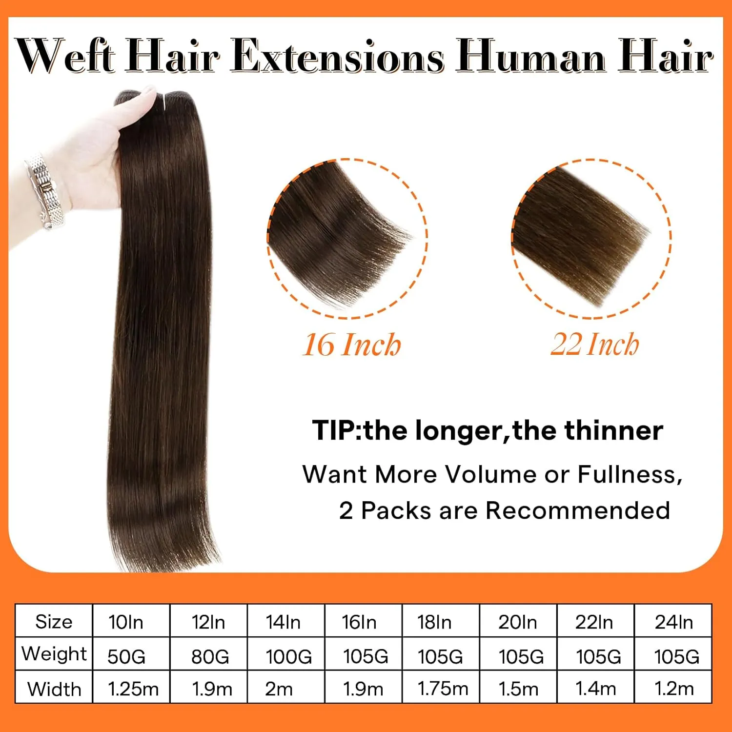 Full Shine Straight Remy Hair Weft Extensions Sew In Weft Hair Extensions Full Head Double Weft Hair Color 2 Darkest Brown Weft Human Hair Bundles 105 Grams 18 Inch Sew In Extensions Soft Hair