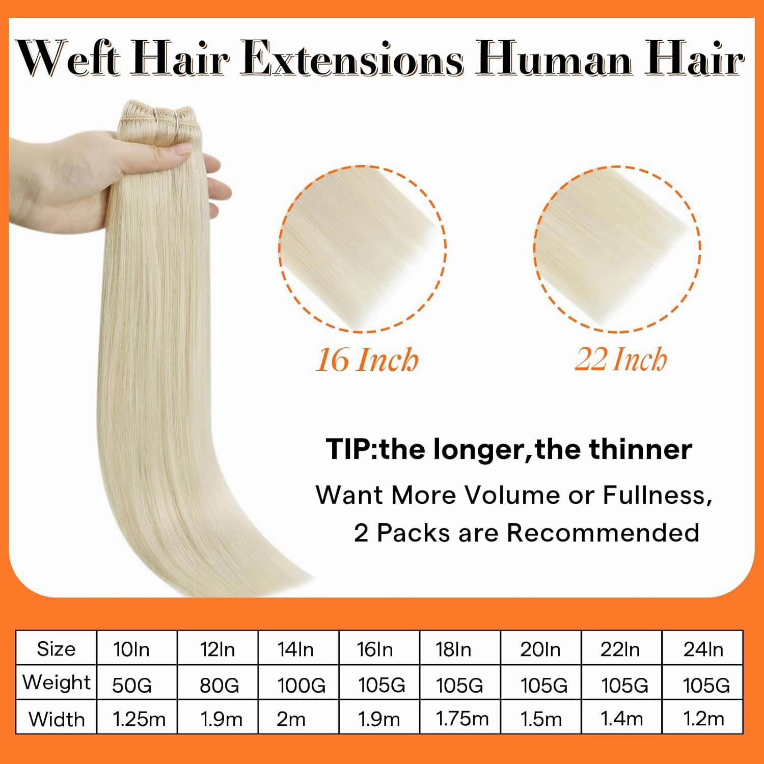 Full Shine Hair Extensions Sew In Hair Extensions Real Human Hair 22 Inch Human Hair Extensions Sew In Color White Blonde Human Hair Bundles Invisible Hair Extensions Real Human Hair 105G