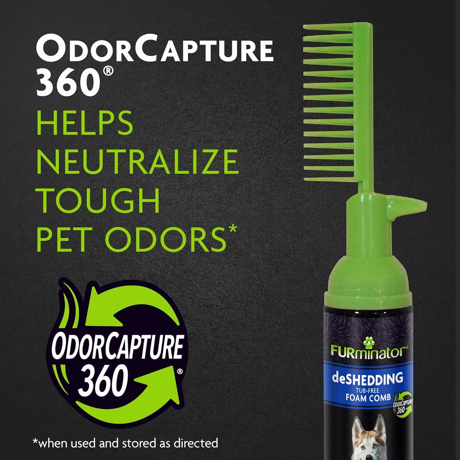 FURminator Tub-Free Deshedding Foam Comb, 3 Ounces, Grooming Comb for Dogs Helps Freshen Coat and Reduce Odors with No Rinsing