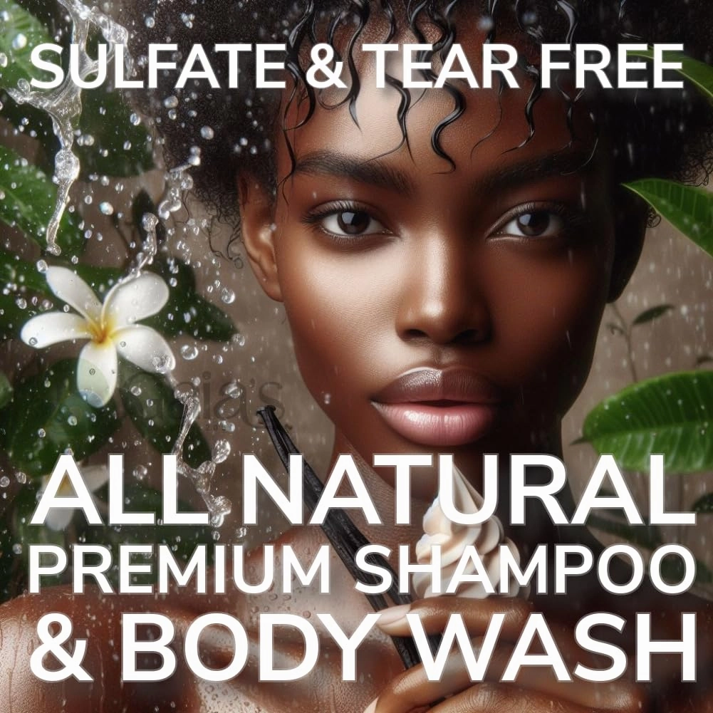GAIA'S Natural Body Wash and Shampoo Vanilla, Bulk Refill Size, 64 Fl Oz, Sulfate Free, Paraben Free, Dye Free, Tear Free, Organic and Natural Ingredients, PH Balance Feminine