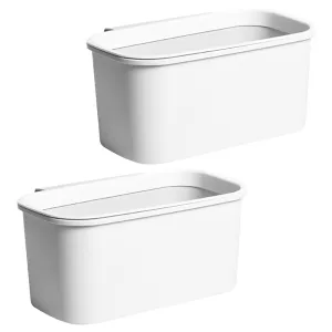 Garneck 2pcs Kitchen Hanging Trash Cans Over-Cabinet Plastic Garbage Bins Portable White Compost Bins Small Food Waste Container Can for Cupboard Outdoor Camping, 25.20X14.20X12.20CM