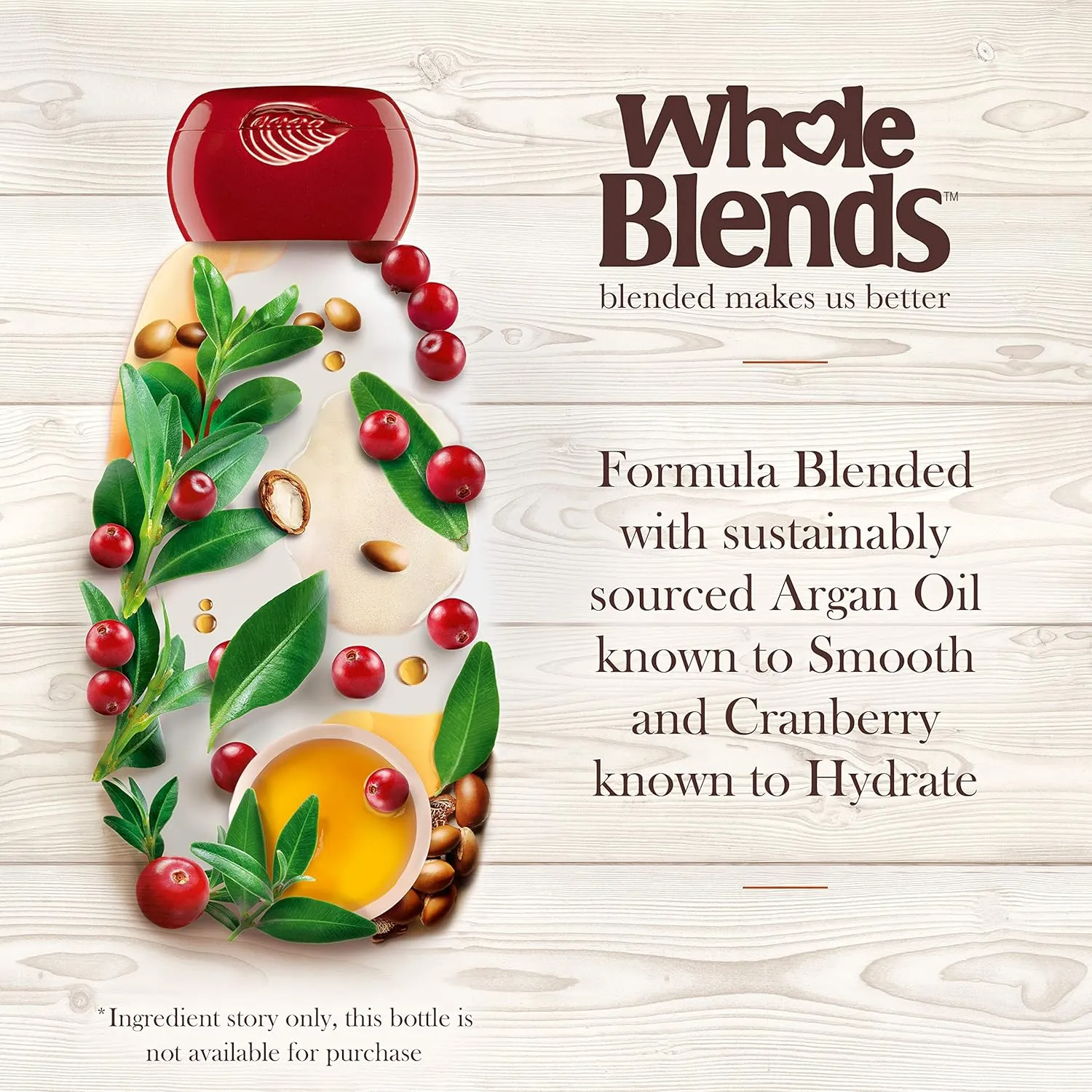 Garnier, Whole Blends Shampoo with Color Care fl. oz., Argan Oil & Cranberry Extracts, Argan Oil/Cranberry, 12.5 Fl Oz