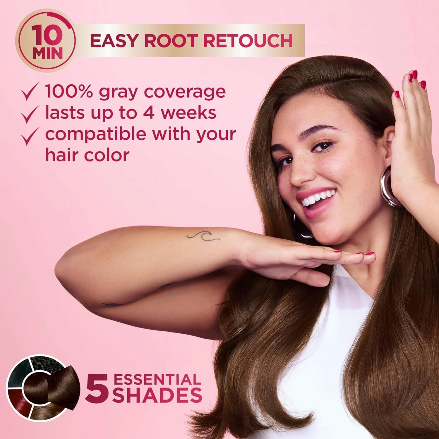 Garnier Color Sensation Color Retouch, Demi Permanent Hair Dye for Roots with 100% Gray Coverage, Brown Hair Dye 5.0, Pack of 6