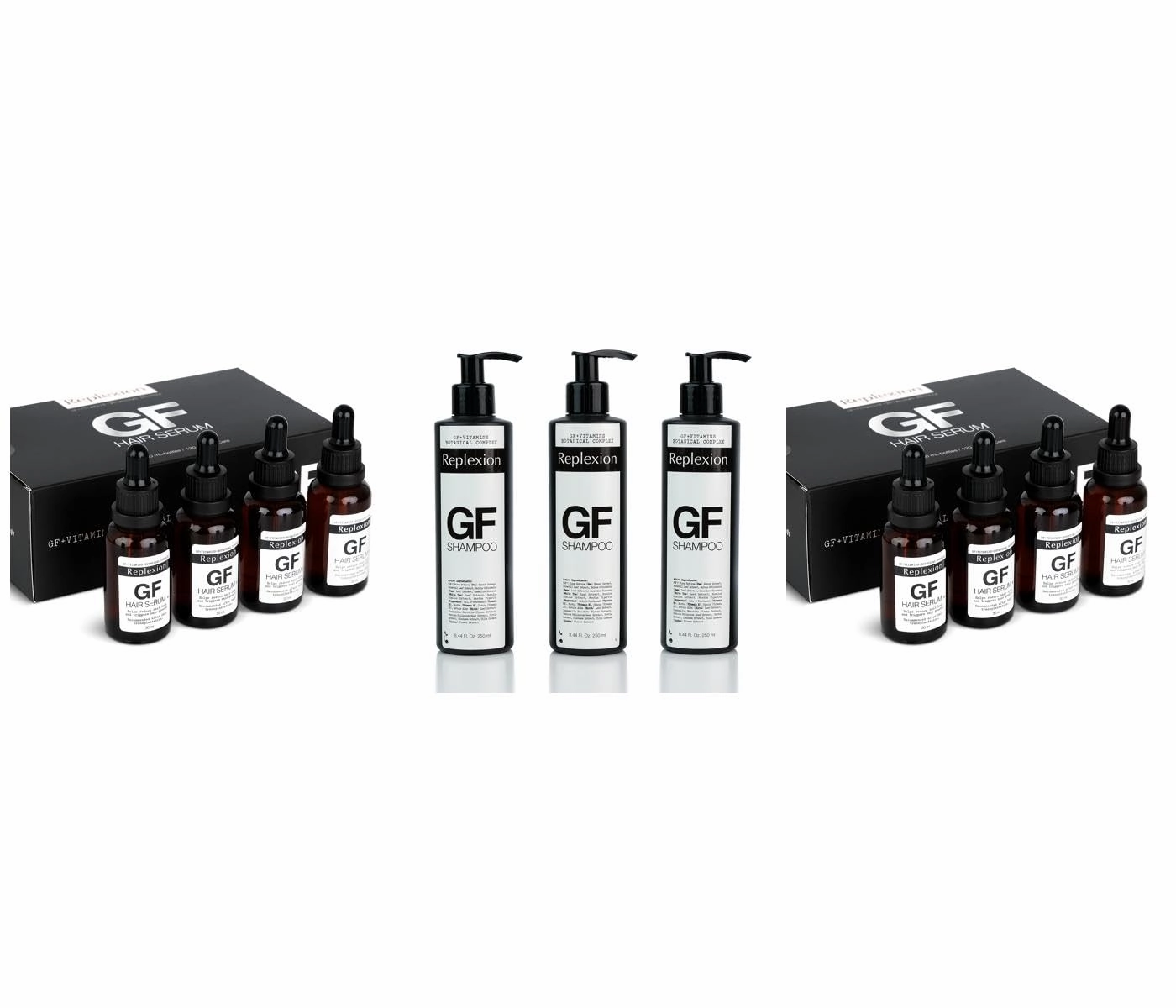 GF Hair Growth Kit – Serum & Shampoo Bundle for Men & Women, DHT Blocker, Anti-Hair Loss & Hair Regrowth Treatment | Thickens Hair, Post Hair Transplant Care | 8x30ml Serum   3x250ml Shampoo