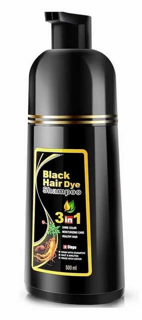 GGNAILS612 Hair Dye Shampoo for Gray Hair Coverage, 3 in 1 Natural Black Dye for Women Men, 500ml NEW SEALED
