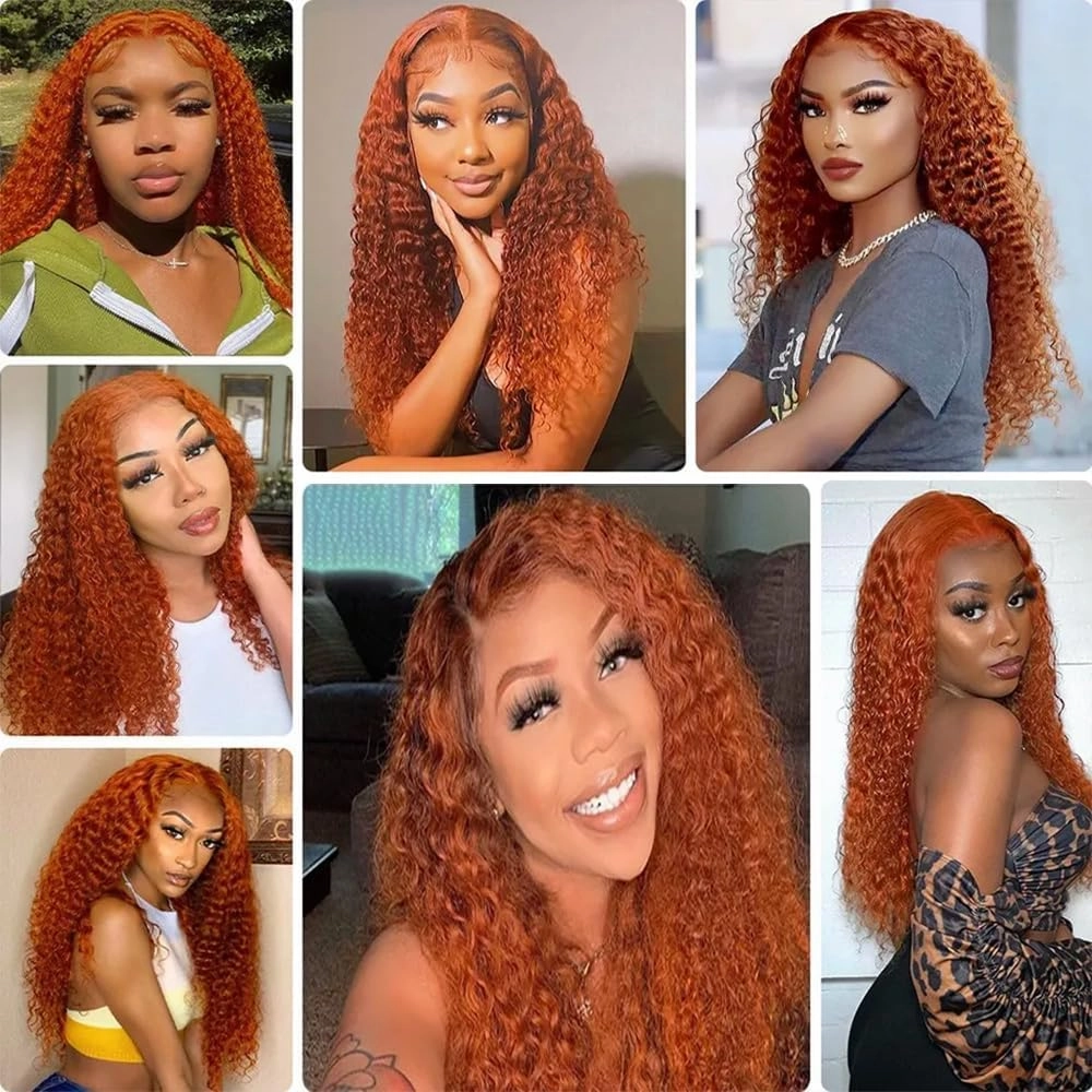 Ginger Orange Human Hair Bundles Deep Wave Bundles Human Hair Unprocessed Virgin Weave Hair Ginger Orange 350 Color