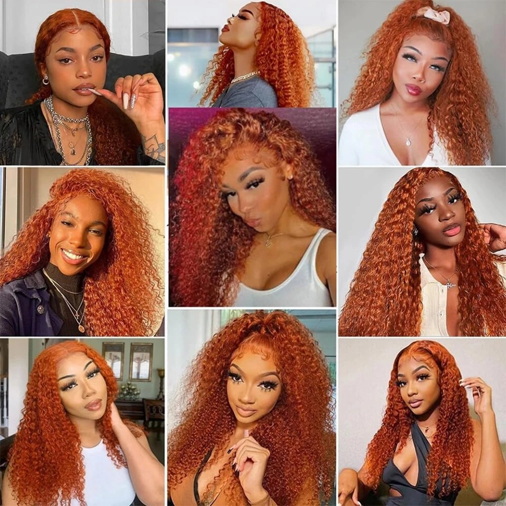 Ginger Orange Human Hair Bundles Deep Wave Bundles Human Hair Unprocessed Virgin Weave Hair Ginger Orange 350 Color