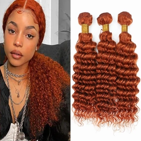 Ginger Orange Human Hair Bundles Deep Wave Bundles Human Hair Unprocessed Virgin Weave Hair Ginger Orange 350 Color
