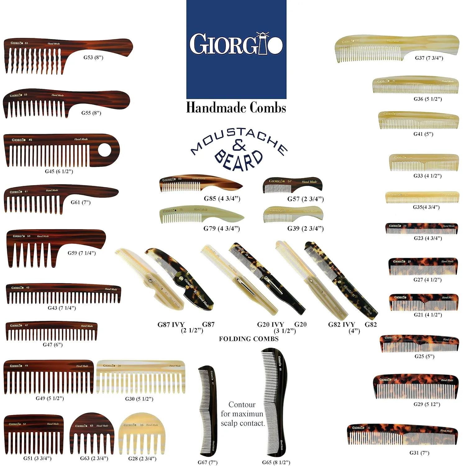 Giorgio G28 Detangling Comb, Pocket and Travel Hair Detangler for Thick Hair - Wide Tooth, Handmade, Saw-Cut, and Polished for Wet and Dry Everyday Care