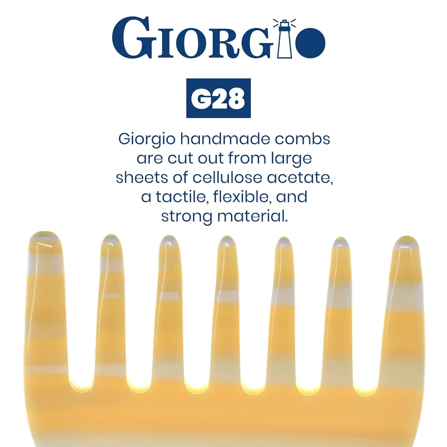 Giorgio G28 Detangling Comb, Pocket and Travel Hair Detangler for Thick Hair - Wide Tooth, Handmade, Saw-Cut, and Polished for Wet and Dry Everyday Care