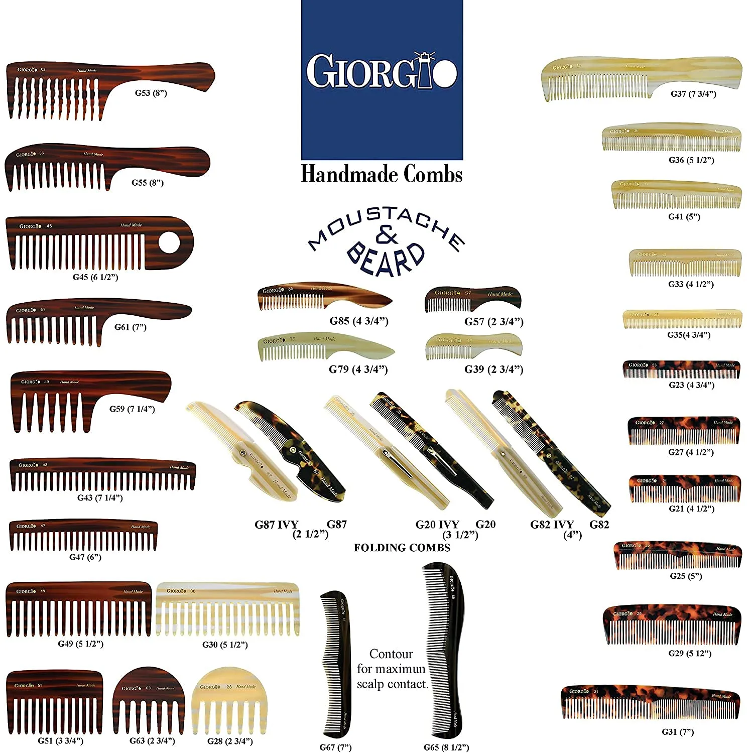 Giorgio G51 Graphite Small Travel Purse Hair Detangling Comb, Wide Teeth Pocket Comb for Thick Curly Wavy Hair. Hair Detangler Comb For Wet and Dry Everyday Care Handmade of Cellulose, Saw-Cut Hand Polished (2 Pack)