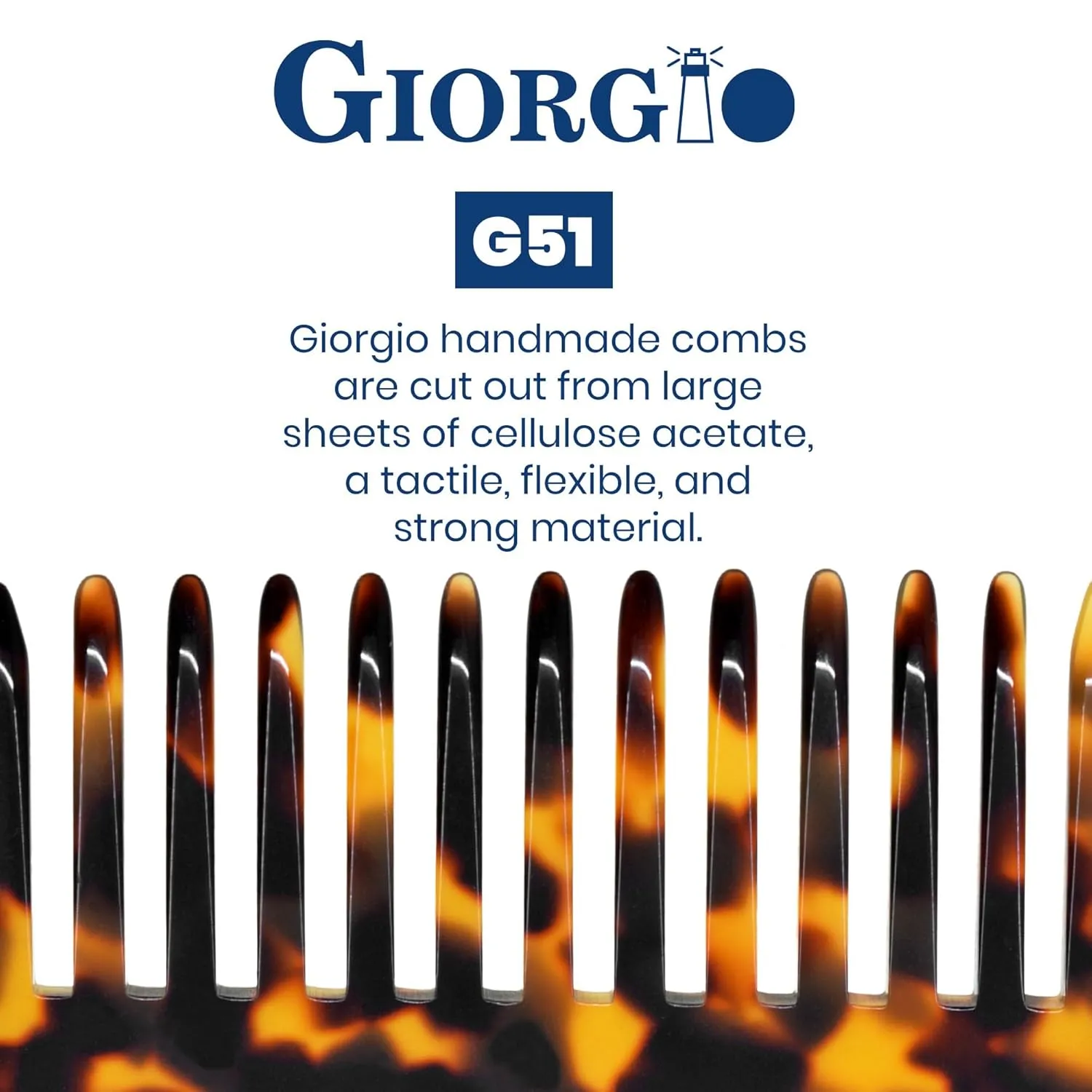 Giorgio G51TY Small Travel Purse Hair Detangling Comb, Wide Tooth Pocket Comb for Thick Curly Wavy Hair. Great for Wet and Dry Everyday Care, Handmade of Cellulose, Saw-Cut Hand Polished