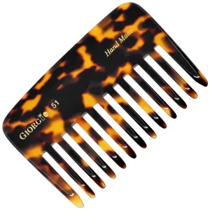 Giorgio G51TY Small Travel Purse Hair Detangling Comb, Wide Tooth Pocket Comb for Thick Curly Wavy Hair. Great for Wet and Dry Everyday Care, Handmade of Cellulose, Saw-Cut Hand Polished