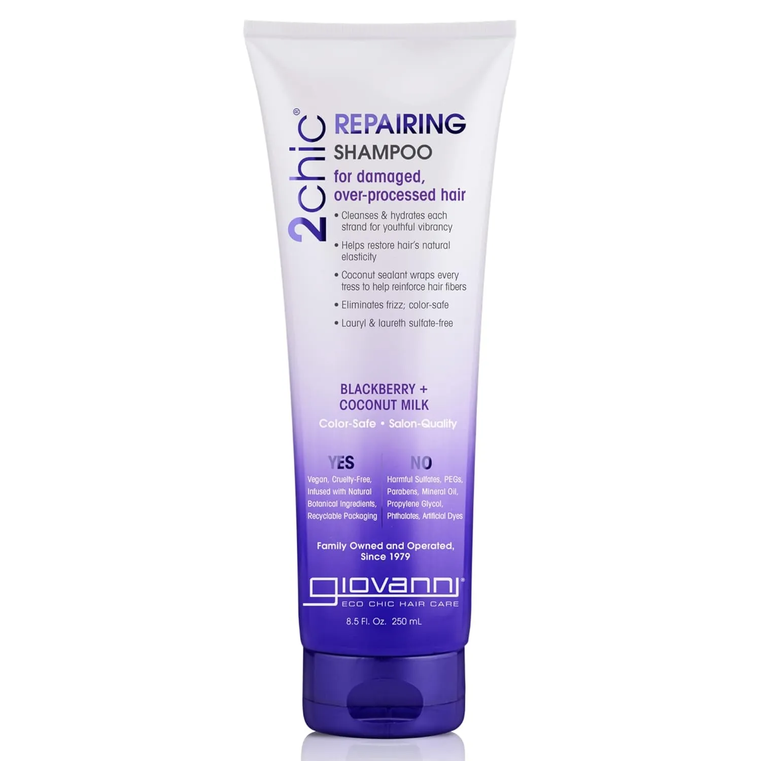 GIOVANNI 2chic Ultra-Repairing Shampoo Set - For Damaged, Over-Processed Hair, Helps Restore Hair's Natural Elasticity, Blackberry & Coconut Oil, Argan, Shea Butter, Color Safe - 8.5 oz Each