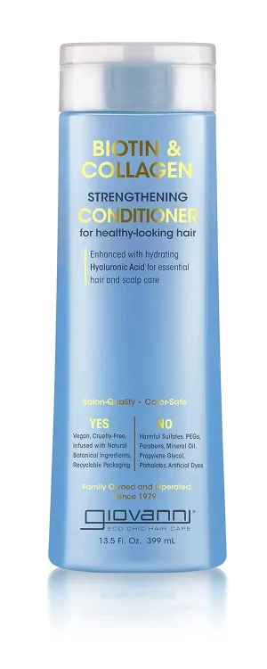 GIOVANNI Biotin & Collagen Conditioner - Strengthening Conditioner, Vegan, Cruelty-Free, Infused with Natural Botanical Ingredients, Salon-Quality, Color-Safe, For Healthy-Looking Hair - 13.5 Oz