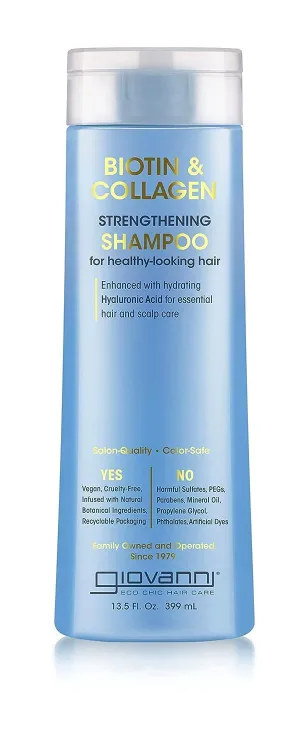 GIOVANNI Biotin & Collagen Shampoo - Strengthening Shampoo, Vegan, Cruelty-Free, Infused with Natural Botanical Ingredients, Salon-Quality, Color-Safe, For Healthy-Looking Hair - 13.5 Oz