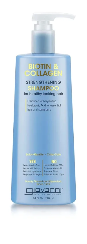 GIOVANNI Biotin & Collagen Shampoo - Strengthening Shampoo, Vegan, Cruelty-Free, Infused with Natural Botanical Ingredients, Salon-Quality, Color-Safe, For Healthy-Looking Hair - 24 Oz