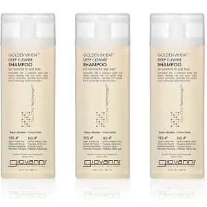 GIOVANNI ECO CHIC Golden Wheat Deep Cleanse Shampoo - Shampoo for Oily Hair, Deep Cleansing With Botanical Oils, Helps Encourages Volume & Shine - Spearmint Oil   Aloe Vera, 8.5 oz (3 Pack)