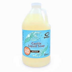 Goat Milk Unscented Pure Castile Soap Liquid for Face, Hand & Body Wash-Hand Made Soap, Vegan, Made in USA, Dry & Sensitive Skin (Half Gallon)
