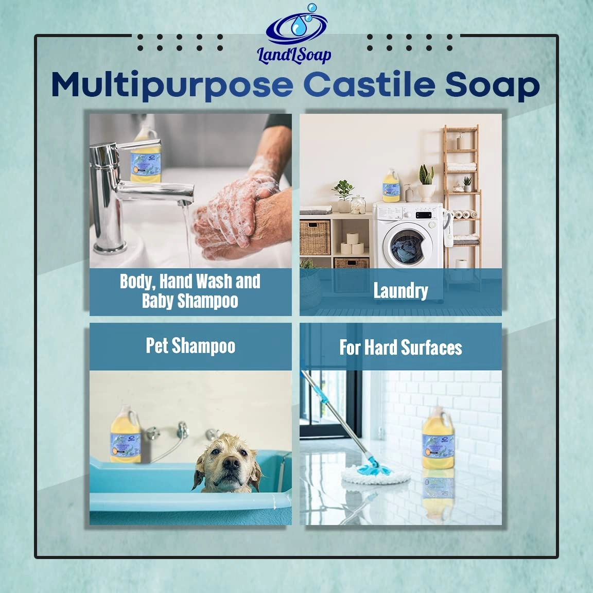 Goat Milk Unscented Pure Castile Soap Liquid for Face, Hand & Body Wash-Hand Made Soap, Vegan, Made in USA, Dry & Sensitive Skin (Half Gallon)