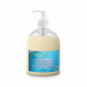Goat Milk Unscented Pure Castile Soap Liquid for Face, Hand & Body Wash-Made in USA, All Skin Types, Dry & Sensitive Skin 16 oz