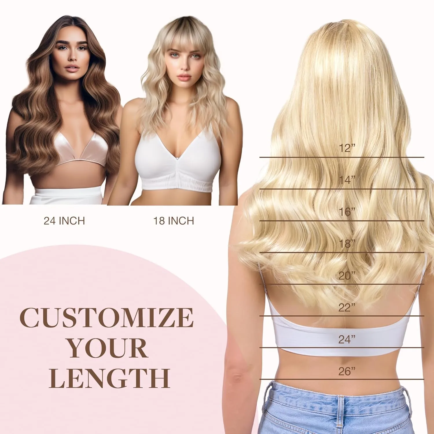 GOO GOO Wire Hair Extensions Human Hair, 17/22/60 Ash Blonde with Golden Blonde and Platinum Blonde Balayage 12inch 70g, Invisible Wire Hair Extensions with Transparent, Seamless Fish Line Hairpiece