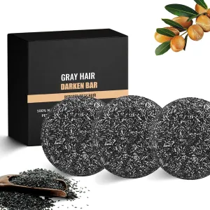 Gray Hair Reverse Bar, Mane Gray Reverse Bar for Men & Women, Black Soap For Hair Darkening, Natural Ingredients for Hair Hydrating & Moisturizing (3Pcs)