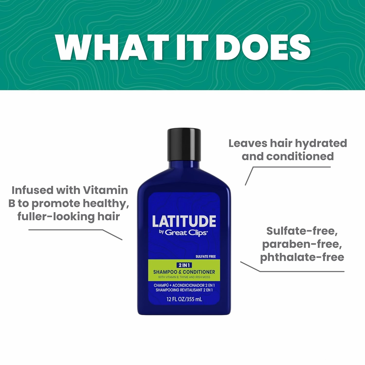 GREAT CLIPS LATITUDE 2-in-1 Shampoo   Conditioner | Daily Shampoo and Conditioner Set for Men | Promotes Full   Healthy Hair | 32oz