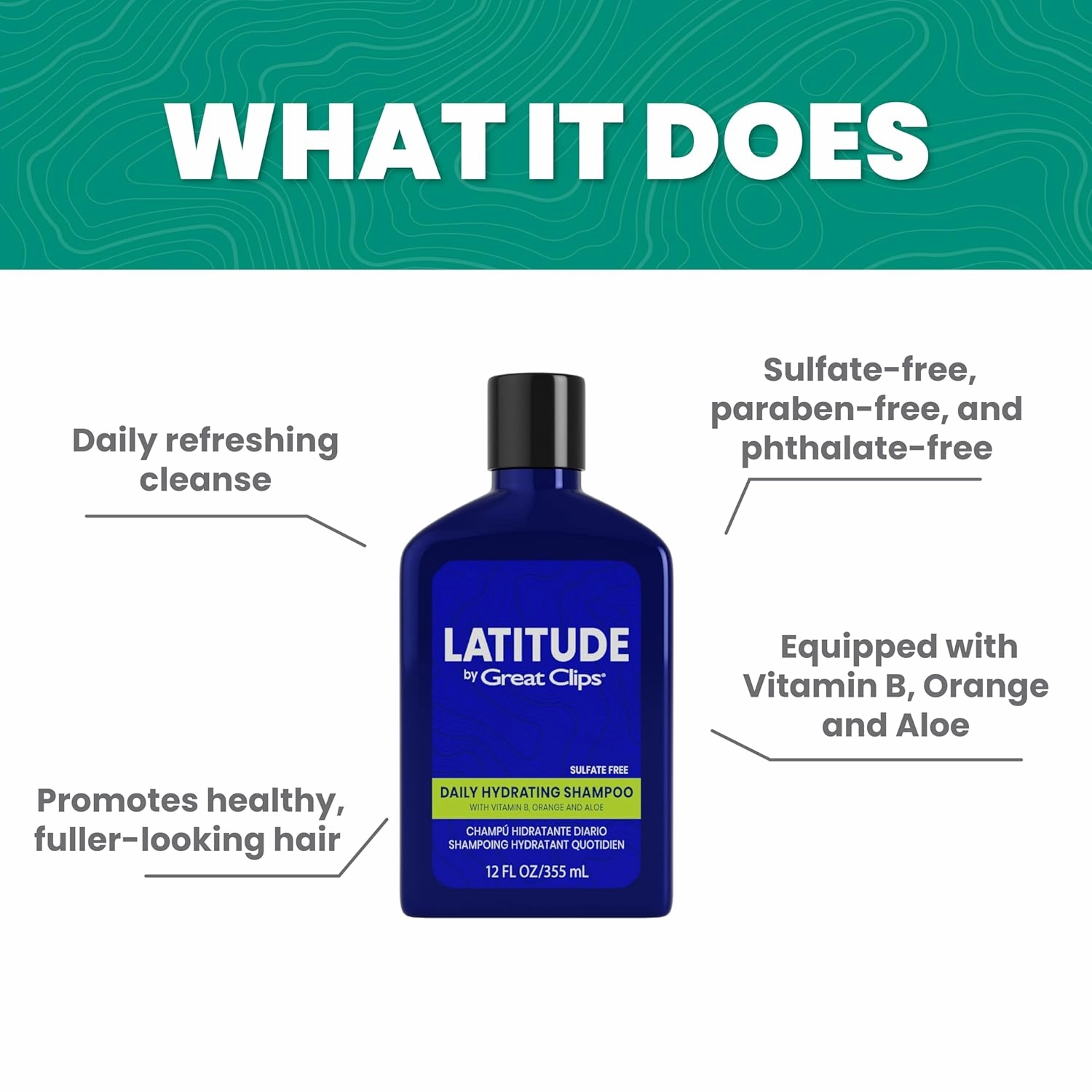 GREAT CLIPS LATITUDE Daily Hydrating Shampoo | Men's Shampoo that Promotes Full   Healthy Hair | For All Hair Types | 32oz
