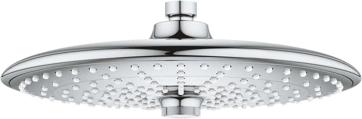 GROHE 26457000 Euphoria 260 Shower Head with 3 Spray Patterns, 2.5 gpm, Starlight Chrome, 10 Inches