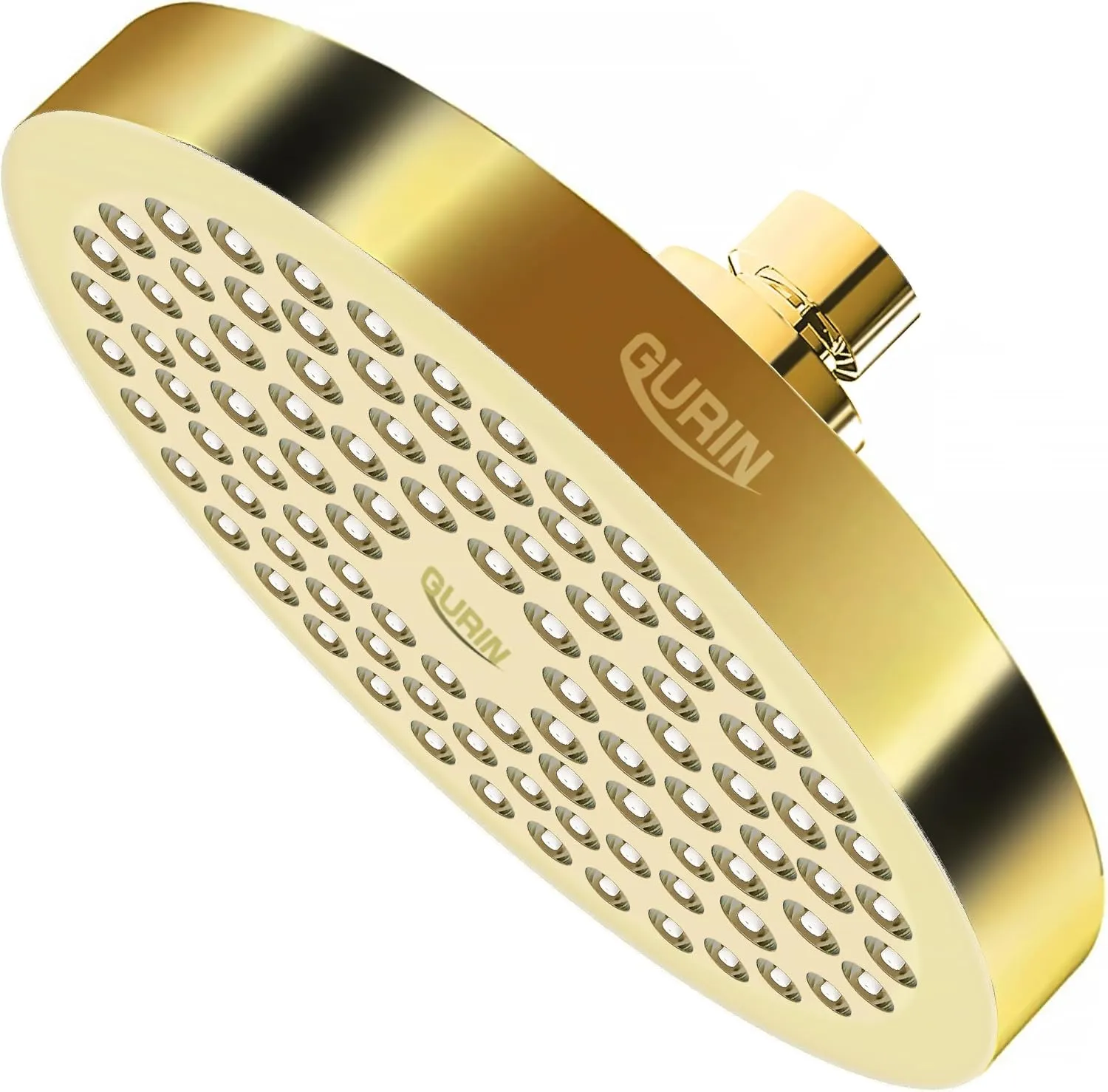GURIN Shower Head High Pressure Rain, Luxury Bathroom Showerhead with Gold Plated Finish, Adjustable Angles, Anti-Clogging Silicone Nozzles