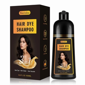 Hair Dye Shampoo 3 in 1, Black Hair Dye, Hair Color for Gray Hair Coverage, Shampoo for Color Treated Hair, Easy at Home Application for Men & Women 16.9 Fl Oz (Black)